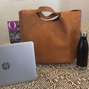 NWOT - Cognac Faux Leather Tote